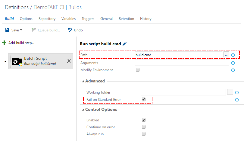 VSTS Add Task Batch Script Setup